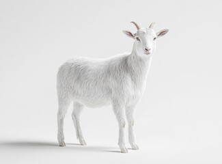 Serene White Goat: Minimalist Animal Portrait