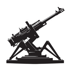 Compact Anti-Aircraft Gun silhouette, strong and reliable &ndash; Anti-Aircraft Gun illustration &ndash; Minimalist Anti-Aircraft Gun vector &ndash; Weapon silhouette

