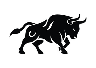 Black Bull Silhouette Logo Design