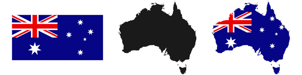 Australia flag and map vector illustration