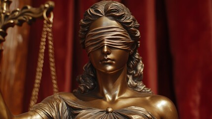 Bronze lady justice statue blindfolded scales law concept