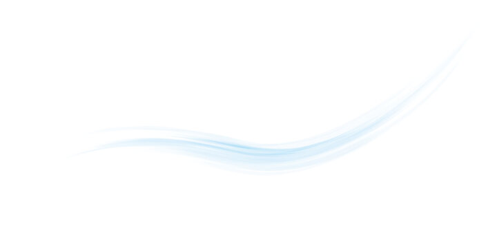 Transparent airflow wind wave with soft blue motion lines for air conditioner or fresh breeze concept PNG