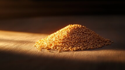 Pile of golden small spheres