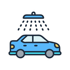 Car Under Shower Spray Icon Design