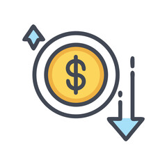 Dollar With Upward Arrow Icon Design