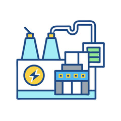Energy Generator Facility Building Icon Design