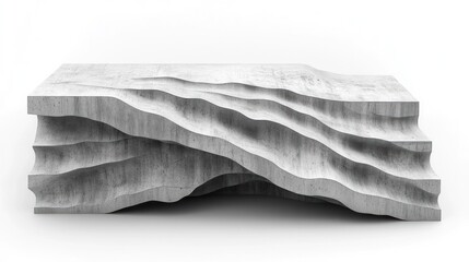 Captivating Monochrome Landscape Sculpture   Abstract 3D Digital Rendering of Layered Geometric Forms Evoking the Rugged Terrain and Dramatic Shadows of a Mountainous Environment