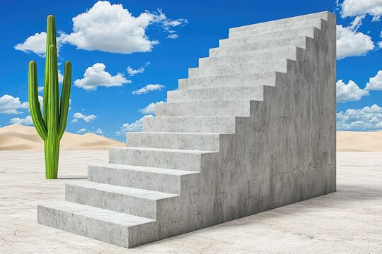 Concrete steps in desert landscape