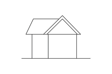 
House one line art drawing of scissors vector illustration design
