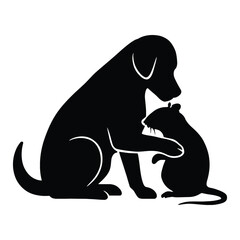dog and cat Silhouette. Bond of Care and Comfort