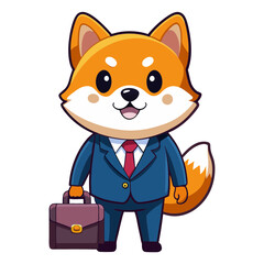 Download Cute Shiba Inu Dog Business Holding Money And Suitcase Cartoon Vector Icon Illustration Eps File For Design.