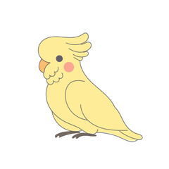 Funny Cute Doodle Parrot Bird Icon. Exotic Bird mascot Outline Design. Baby Kid Nursery Room Decoration. Positive Kawaii Adorable Cartoon Character Portrait. 