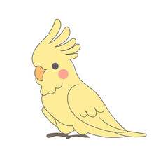Funny Cute Doodle Parrot Bird Icon. Exotic Bird mascot Outline Design. Baby Kid Nursery Room Decoration. Positive Kawaii Adorable Cartoon Character Portrait. 