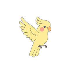 Funny Cute Doodle Parrot Bird Icon. Exotic Bird mascot Outline Design. Baby Kid Nursery Room Decoration. Positive Kawaii Adorable Cartoon Character Portrait. 