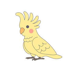 Funny Cute Doodle Parrot Bird Icon. Exotic Bird mascot Outline Design. Baby Kid Nursery Room Decoration. Positive Kawaii Adorable Cartoon Character Portrait. 