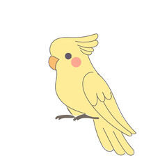 Funny Cute Doodle Parrot Bird Icon. Exotic Bird mascot Outline Design. Baby Kid Nursery Room Decoration. Positive Kawaii Adorable Cartoon Character Portrait. 