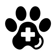 Paw with Cross Veterinary Symbol Icon Design