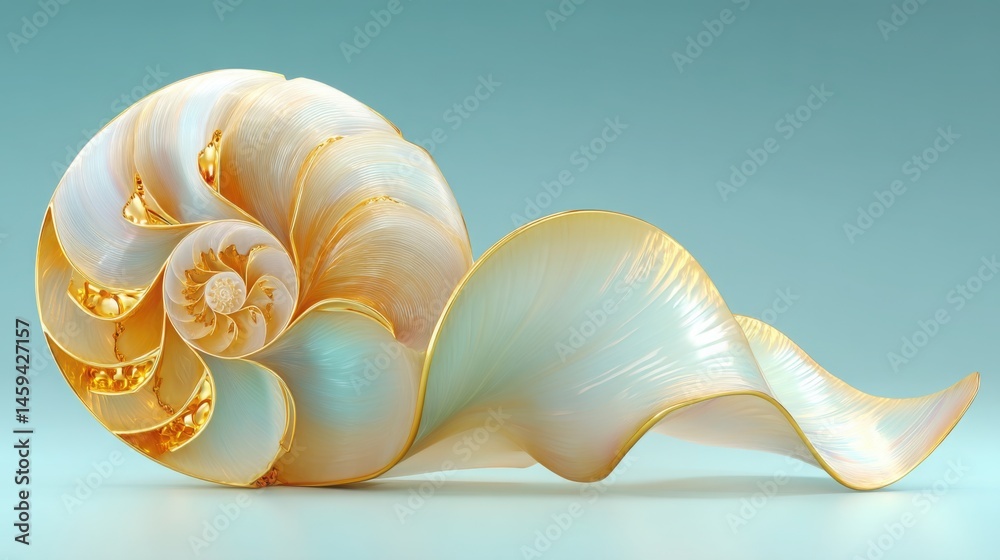 Poster a snail on a blue background representing the ai-enhanced fibonacci signal scanner icon concept for 