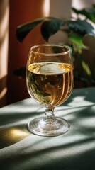 Wine Glass Still Life with Light and Shadows, Drink in Elegant Stemware