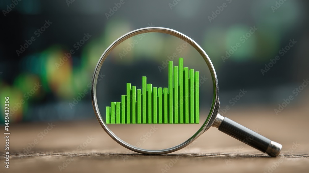 Poster a magnified chart displaying key data insights for an ai-enhanced watchlist signal scanner in financ