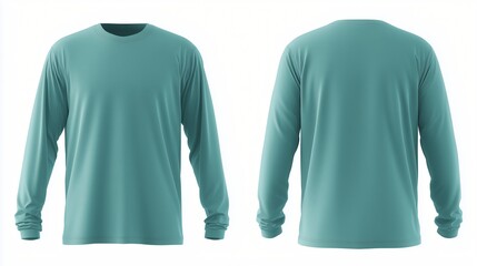 Blank teal long sleeve t-shirt for your design mockup	