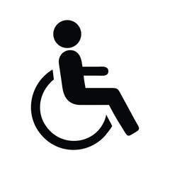 Simple black and white wheelchair accessibility icon.