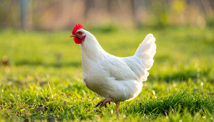 Fototapeta premium happy free range chicken in the meadow