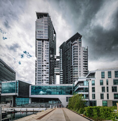 Modern Skyscrapers And Residential Buildings
