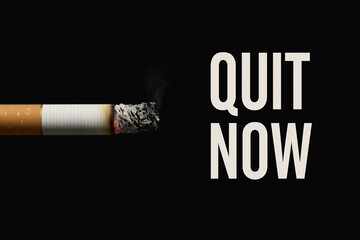 "World No Tobacco Day Concept - Quit Smoking Now with Burnt Cigarette Illustration"