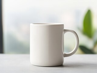 Fototapeta premium White mug on a gray surface