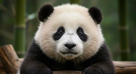 Adorable Giant Panda Cub Captivating Gaze Majestic Wildlife Beauty