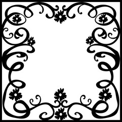 Original black frame in doodle style on white background