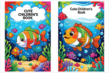 Cartoon Underwater Scenes Featuring Colorful Fish And Coral Reefs