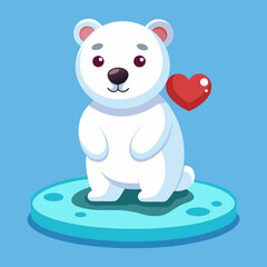 Fototapeta premium Download Cute Polar Bear With Love Sign On Ice Cartoon Vector Icon Illustration Eps File For Design.