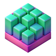 Obraz premium Vibrant 3D cubes, a colorful block puzzle design