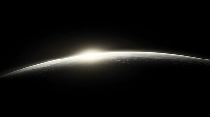 A black and white photo of a planet with a sun in the middle