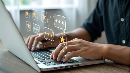 client rate service from experience in application,Consumer give five-Stars and feedback review for quality, Business reputation ranking from buyer 