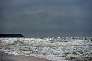 Fototapeta premium Restless Baltic sea in cold spring day.