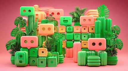 Obraz premium A vibrant pile of colorfully colored blocks as a representation of creativity and organization in messaging