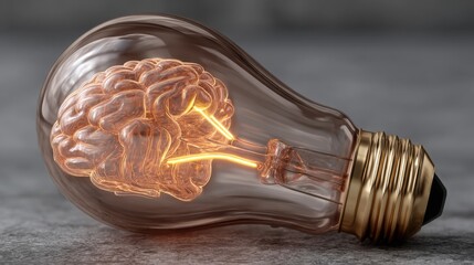 A unique light bulb featuring a brain inside symbolizing innovative thinking and strategic guidance for businesses
