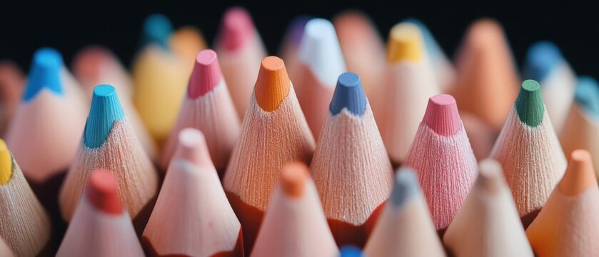 Colorful wooden pencil tips