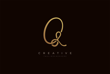 Letter Q calligraphy Logo, Luxury letter Q with infinity icon combination, vector illustration