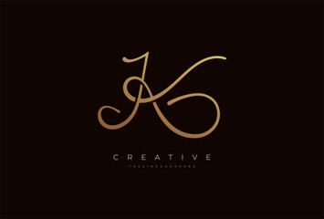 Letter K calligraphy Logo, Luxury letter K with infinity icon combination, vector illustration