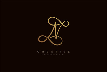 Letter N calligraphy Logo, Luxury letter N with infinity icon combination, vector illustration