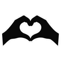 Obraz premium Symmetrical Heart in Hand Silhouettes .lovers day Silhouette. vector illustration 