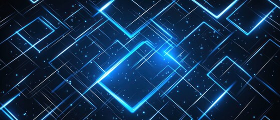 Obraz premium Abstract blue neon geometric background