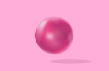 Pink bubble isolated on light transparent background. Bead, pearl or crystal ball.
Glycerin, hyaluron, glutathione or collagen oil drop. Cherry or strawberry bubblegum. Vector realistic illustration.