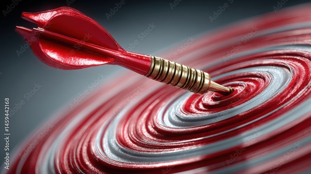 Poster a red dart precisely hitting a symbolizing automated fibonacci extension planner icon concept