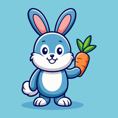 Obraz premium Download Cute Rabbit Holding Carrot With Thumb Up Cartoon Vector Eps File For Design.