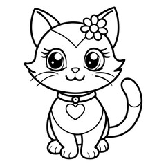 Adorable Cartoon Kitten Coloring Page Cute Pet Animal